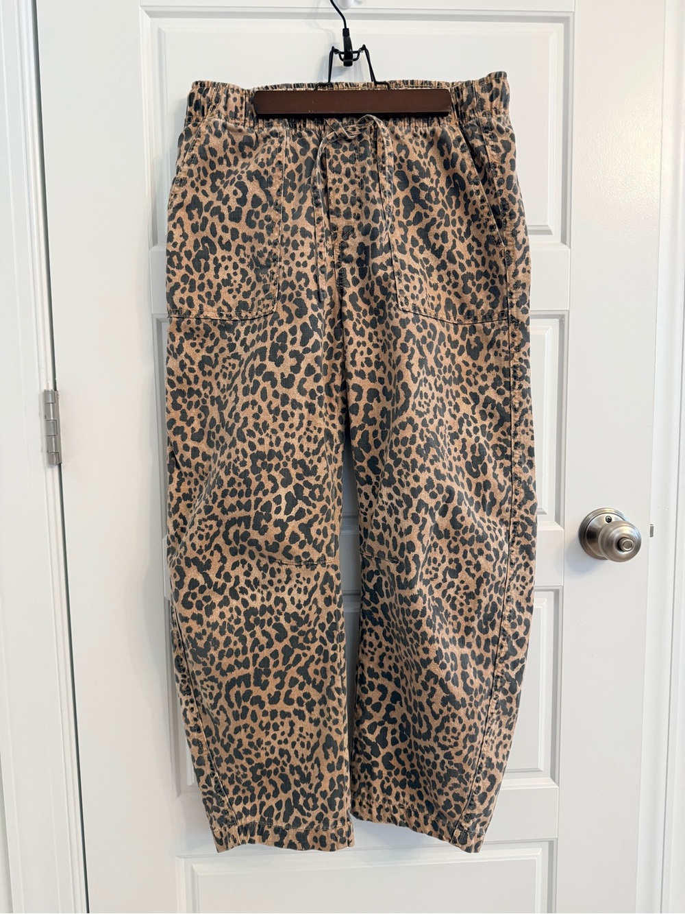 Leopard Pull-On Barrel Denim
